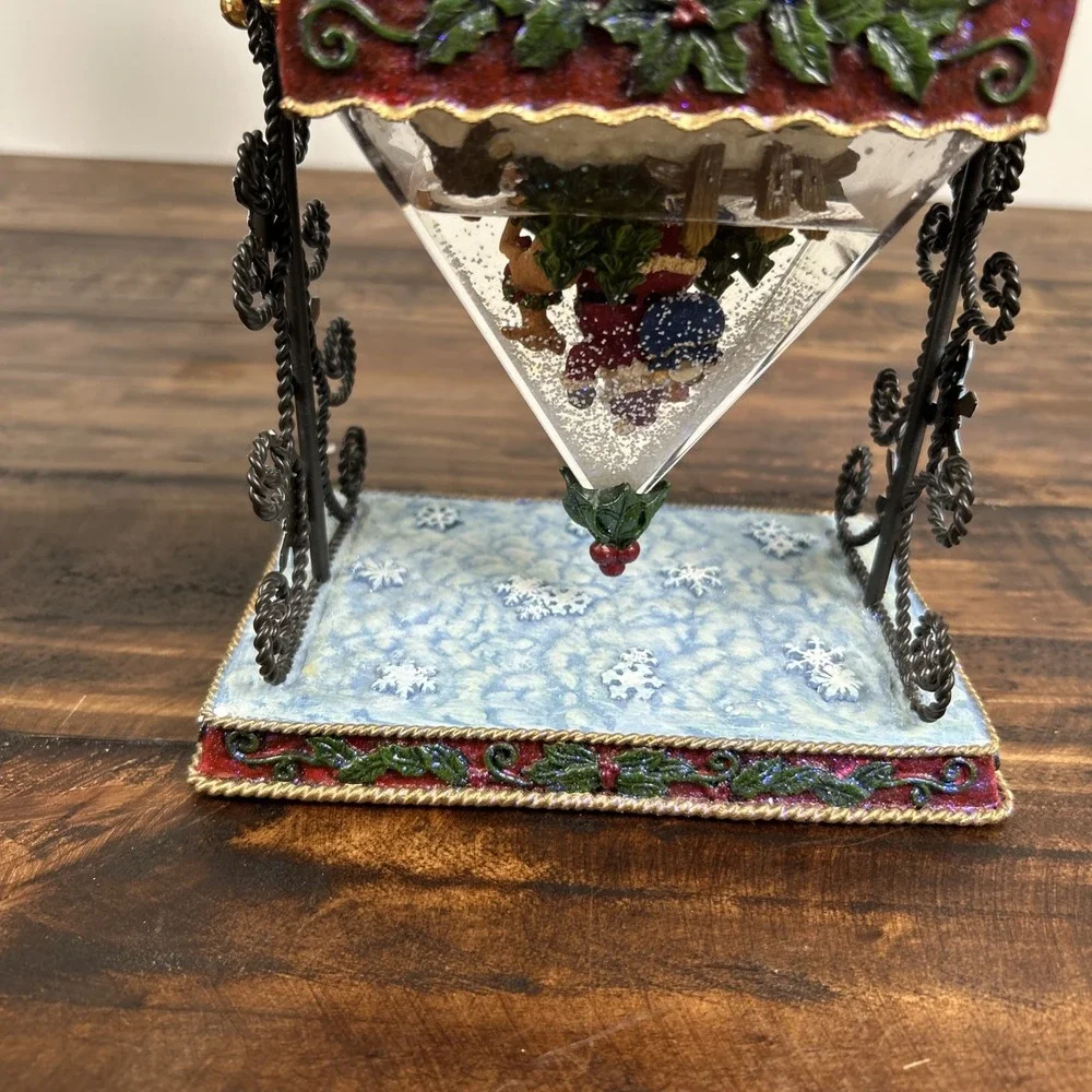 Rotating Pyramid Water Globe Christmas Santa‎ Snowman with Box. Kirkland Brand